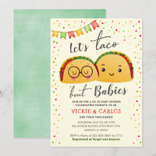 Invitación Let's Taco Bout Babies co-ed Twin Baby Shower