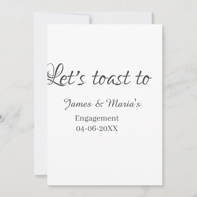 Invitación Let's toast to engagement party name date elegant  (Anverso)