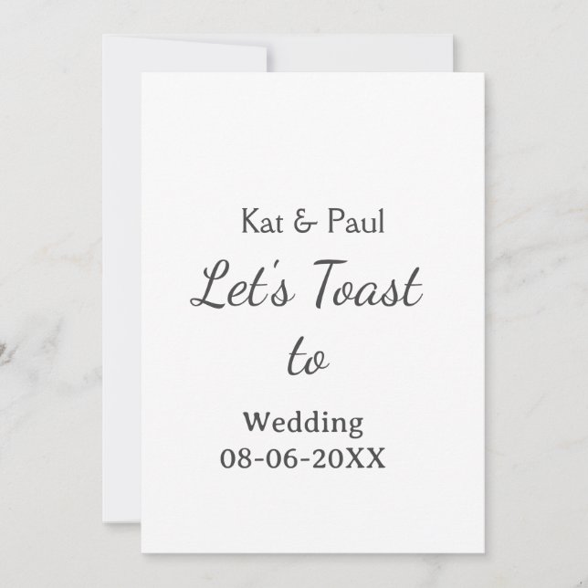 Invitación Let's toast to wedding add name date simple couple (Anverso)