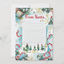 Invitación  Letter from Santa | Pastel Blue & Gold Stars