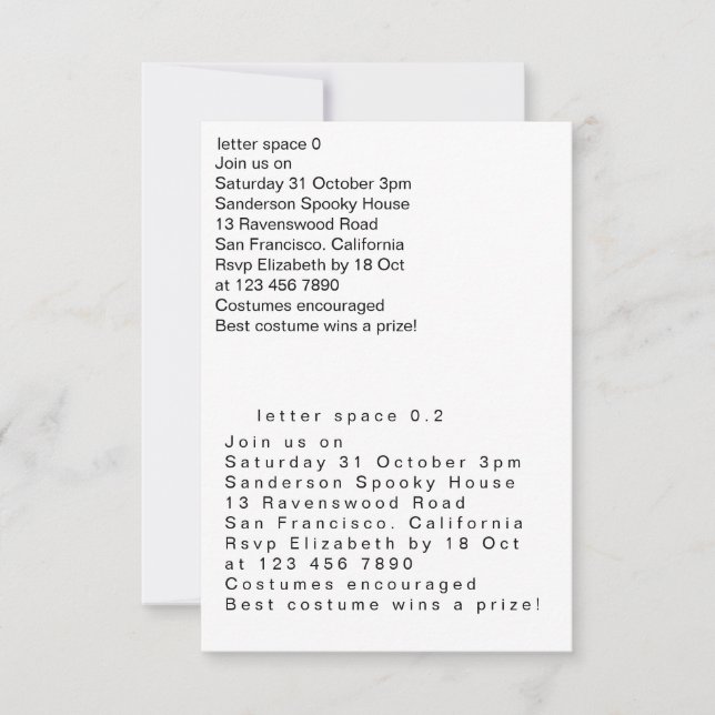 Invitación letter spacing (Anverso)