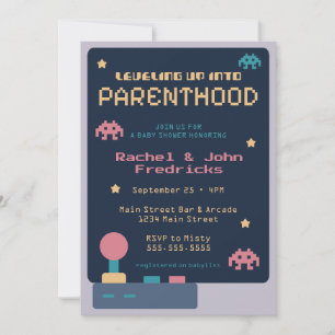 Invitación Levantamiento en Baby Shower de videojuegos para p