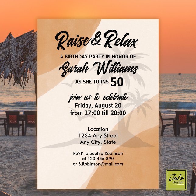 Invitación Levantamiento tropical y reposo 50 cumpleaños (Subido por el creador)