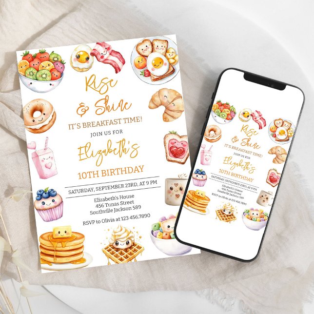 Invitación Levántate y Brilla Es Cumpleaños Hora de Desayunar (Subido por el creador)