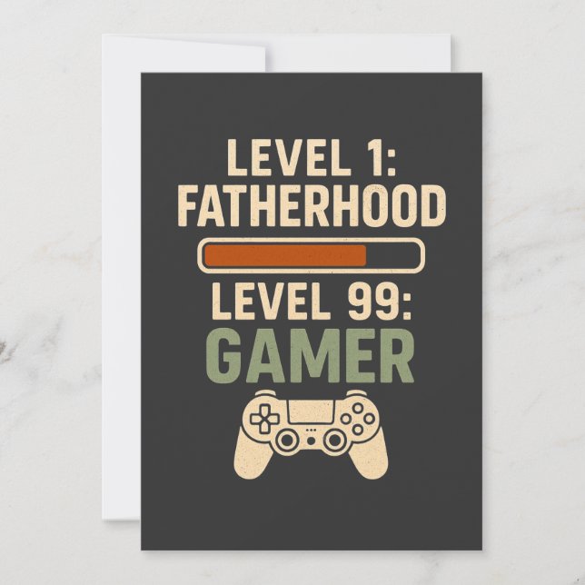 Invitación Level 1 Fatherhood, Level 99 Gamer Design (Anverso)