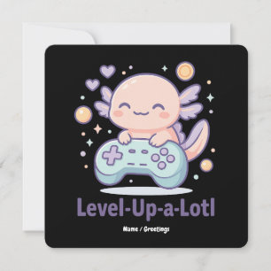 Invitación Level-Up-a-Lotl Cute Gamer Axolotl Kawaii Acogedor