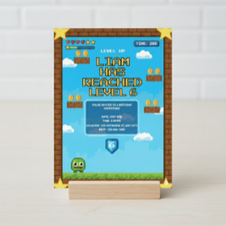 Invitación Level Up Video Game Birthday Party Invitation