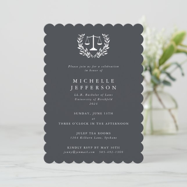 Invitación Ley gris califica Laurel Wreath (Anverso de pie)