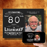 Invitación Leyenda 80th Birthday Photo Black Vintage<br><div class="desc">Celebra la vida de un individuo extraordinario con una invitación de cumpleaños única inspirada en el blanco y negro. Muestra una foto favorita del legendario individuo y su historia de vida con esta invitación única. Invitar a la familia y amigos a que vengan y tomen parte en la celebración especial...</div>