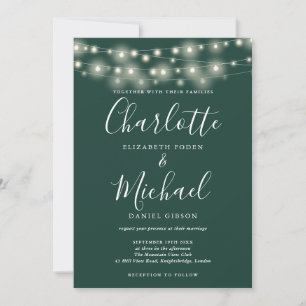 Invitación Leyenda de cadena Emerald Elegant Script Boda