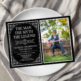 Invitación Leyenda de Man Black 75th Birthday Photo