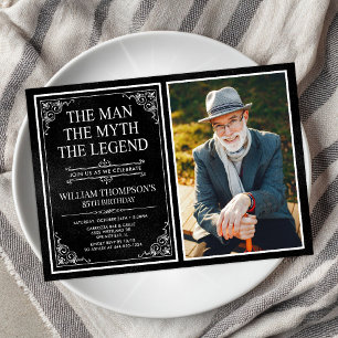 Invitación Leyenda de Man Black 85th Birthday Photo