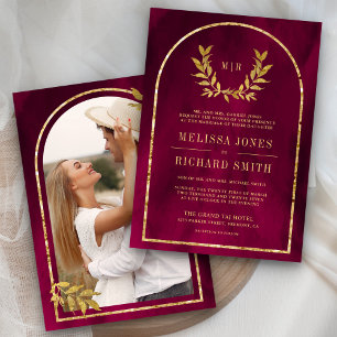 Invitación Leyenda de oro deja a Fuchsia Magenta Boda