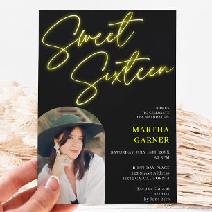 Invitación Leyenda de señas amarillas neón divertido arco de