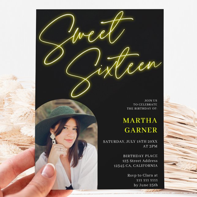 Invitación Leyenda de señas amarillas neón divertido arco de  (Subido por el creador)