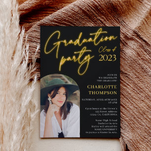 Invitación Leyenda de señas amarillas neón para la graduación