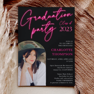 Invitación Leyenda de señas rosadas neón para la graduación d