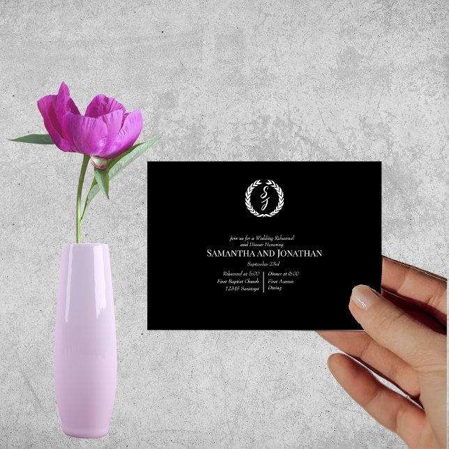 Invitación Leyenda monográfica blanca en ensayo Boda negro (Subido por el creador)