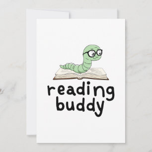Invitación Leyendo librero Buddy Cute con libro