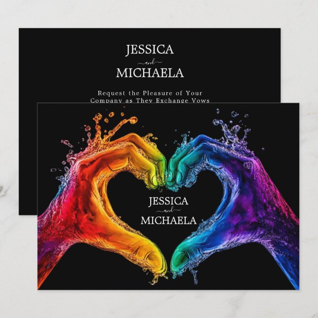 Invitación 🌈 ❤️ LGBTQ Corazón de boda del Orgullo (Anverso / Reverso)