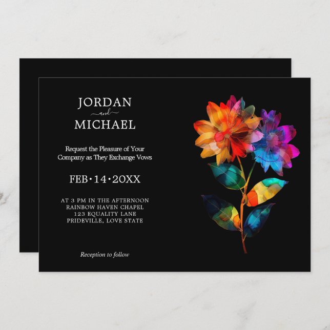 Invitación 🌈 LGBTQ Petals & Pride  (Anverso / Reverso)