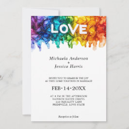 Invitación 🌈 LGBTQ Pintado Con boda De Amor