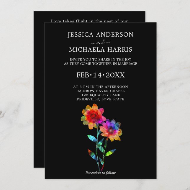 Invitación 🌈 LGBTQ Soaring Together  Petals & Pride  (Anverso / Reverso)