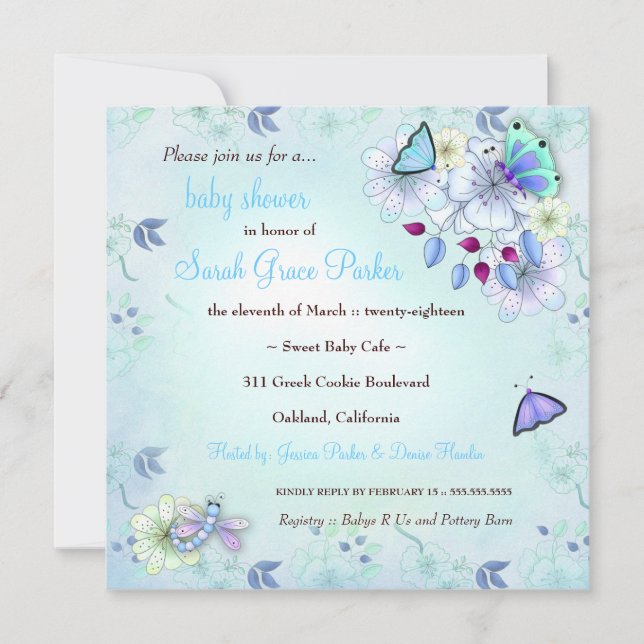 Invitación LGC| Garden Baby Shower Blue (Anverso)