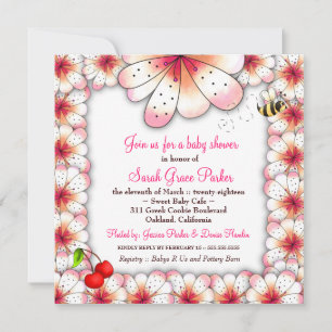 Invitación LGC Impresionante Baby Shower de cerezo