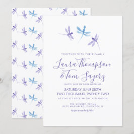 Invitación Libélula Acuarela Escritura Elegante Boda