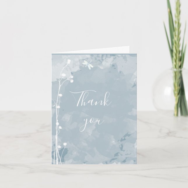 Invitación Libélula Azul Pizarra Simple Verdor Gracias (Anverso)