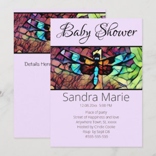 Invitación Libélula Azul Turquesa Acuario Negro Baby Shower