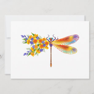 Invitación Libélula de Flor Amarilla
