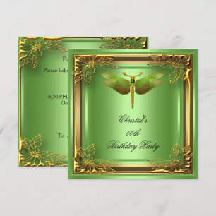 Invitación Libélula Dorada Elite Fiesta de Cumpleaños Elegant
