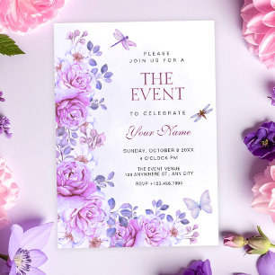 Invitación Libélula flores