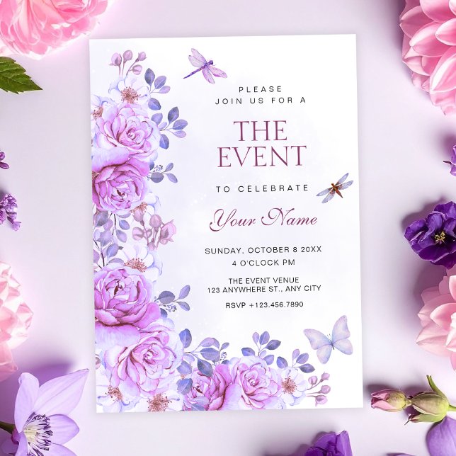 Invitación Libélula flores (Subido por el creador)