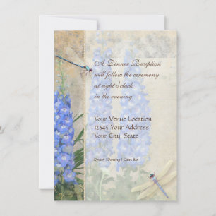 Invitación Libélula Mariposa Delphinium n Amapola Recepción
