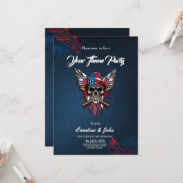 Invitación Libertad salvaje, cráneo americano con bates de bé