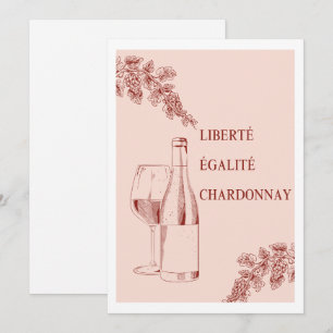 Invitación Liberté Égalité Chardonnay Funny Wine Ilustracion