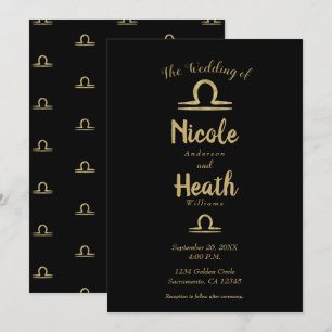 Invitación LIBRA Astrología Zodiacal de Oro Boda de Verano Ot