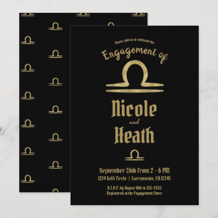 Invitación LIBRA Oro Zodíaco Astrología Compromiso de Otoño