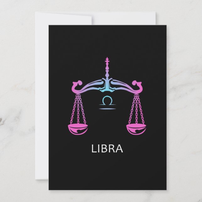 Invitación Libra Zodiac Rótulo Balance diseño Regalo de cumpl (Anverso)