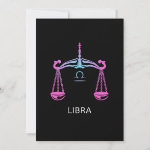 Invitación Libra Zodiac Rótulo Balance diseño Regalo de cumpl