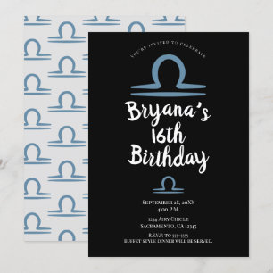 Invitación LIBRA Zodíaco Septiembre Octubre Cumpleaños Astrol