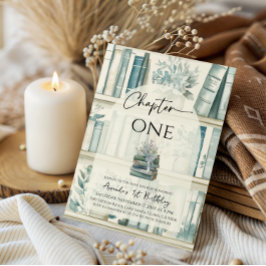 Invitación Library Chapter ONE Blue Boy Book 1st Birthday