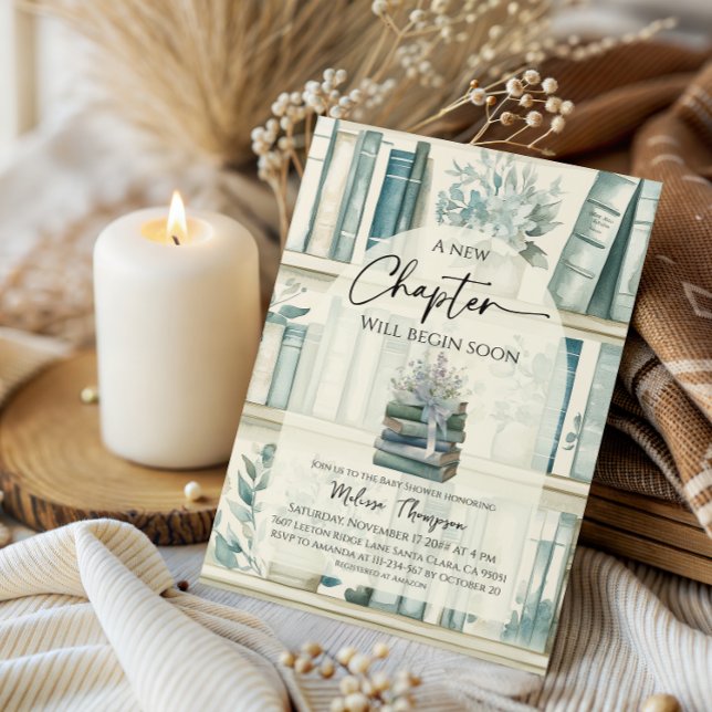 Invitación Library New Chapter Blue Boy Book Baby Shower (Subido por el creador)