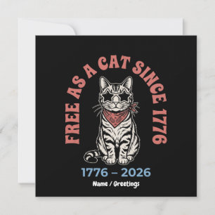 Invitación Libre Como Un Gato Desde 1776 Gato Patriótico 4 De