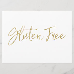 Invitación "Libre de Gluten" Letrero Dorado con Letra a Man