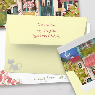 Invitación librería de cafeterías rosas con gatitos