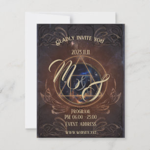 Invitación libro antiguo elegante de fantasía medieval